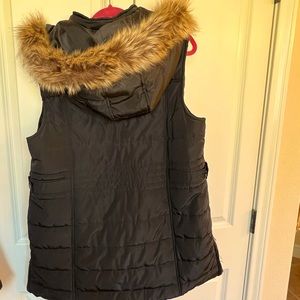 Fur hooded long vest